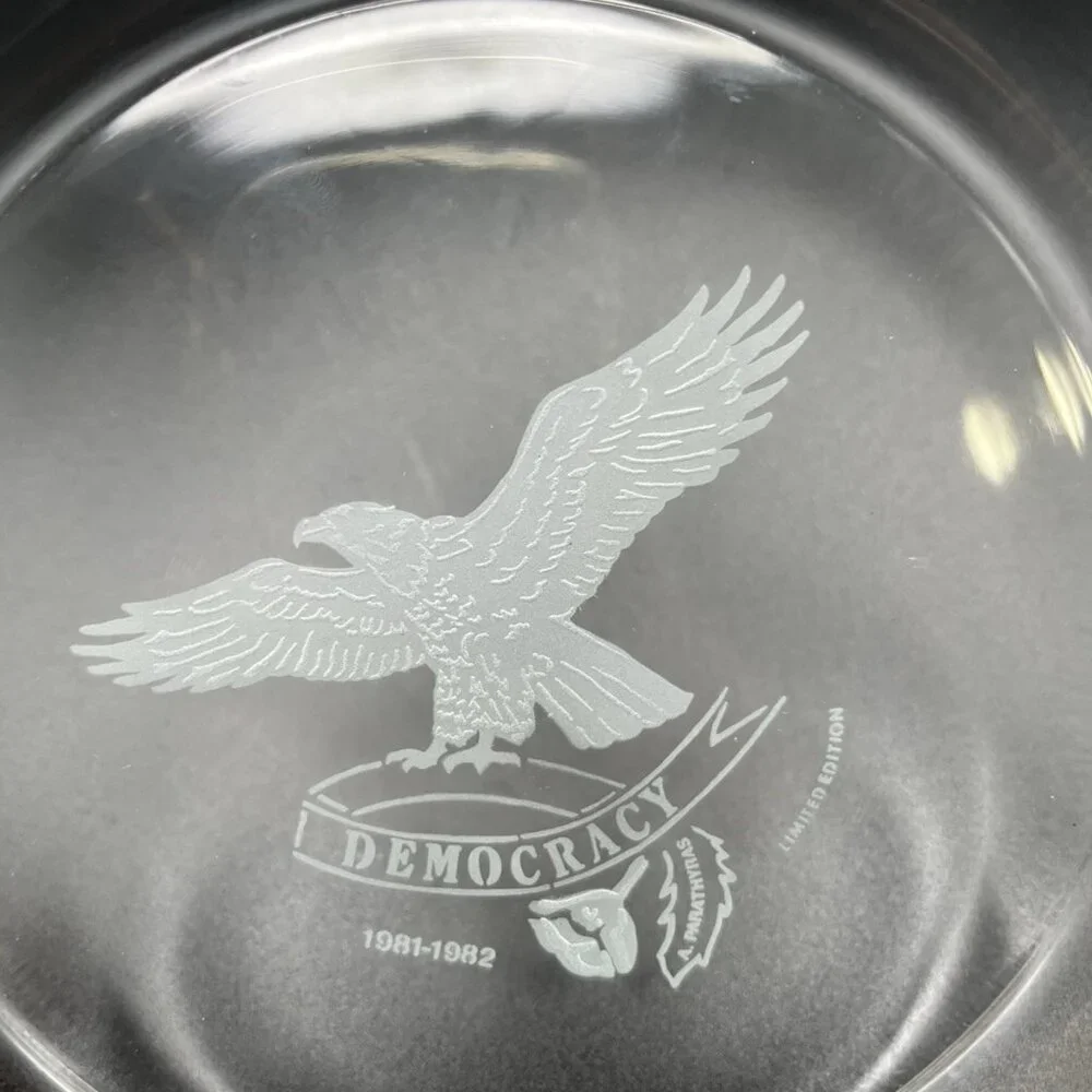 Vintage Arcoroc France American Legion Democracy Eagle Plate 1981-1982 Etched